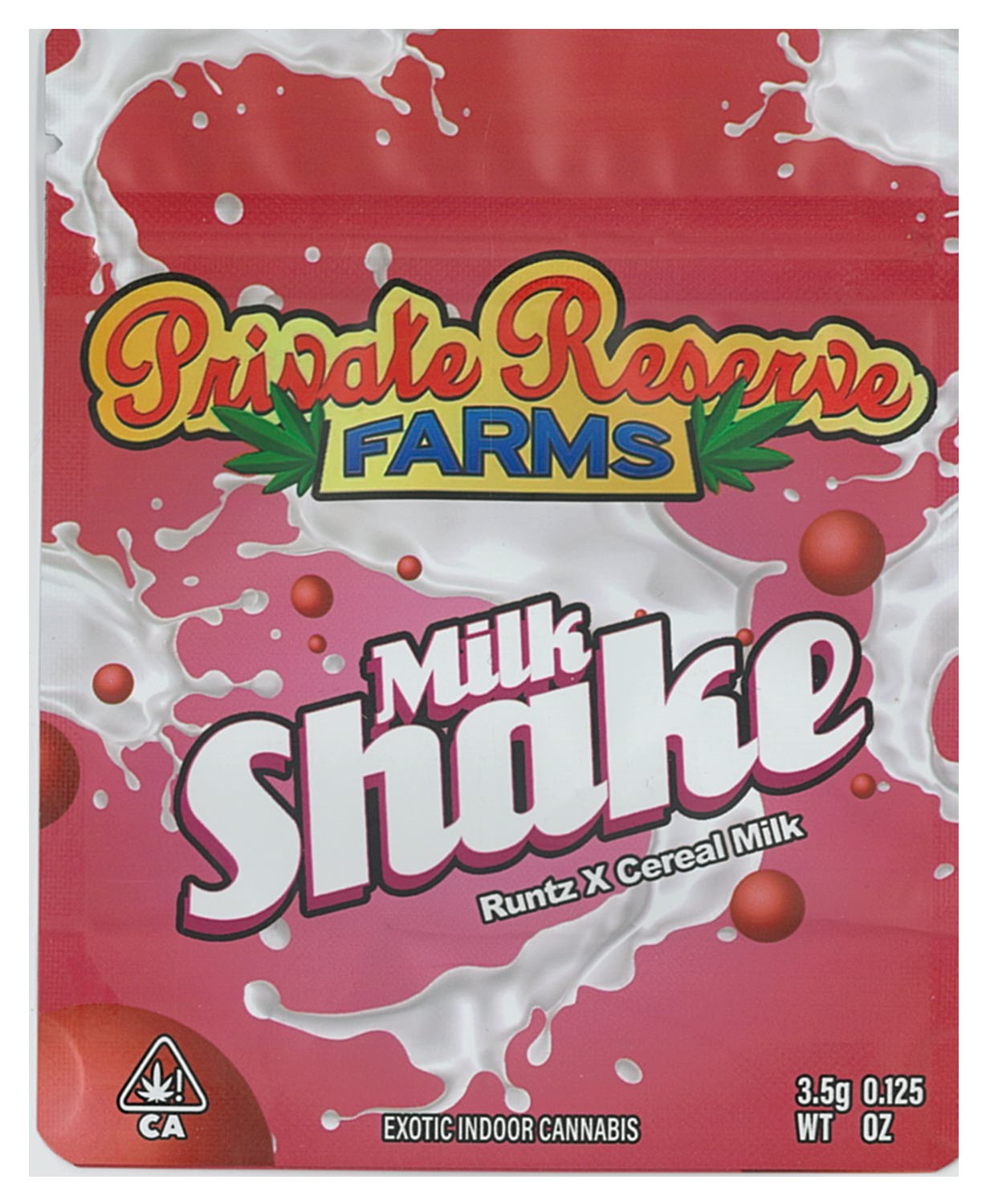 1/8 OZ - MYLAR BAGS (100 CT) - "PRIVATE RESERVE FARMS MILK SHAKE"