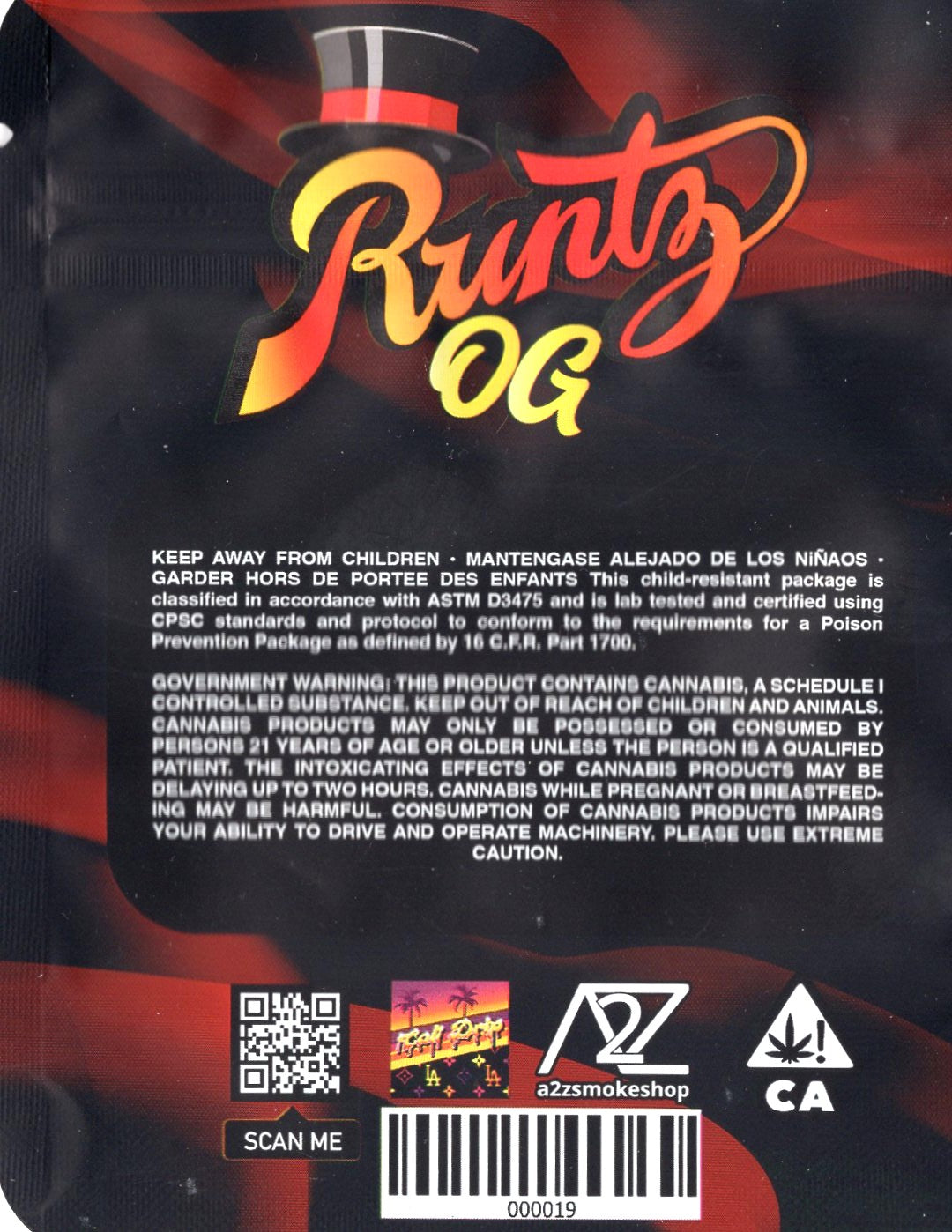 1/8 OZ - MYLAR BAGS (100 CT) - "RUNTZ OG"