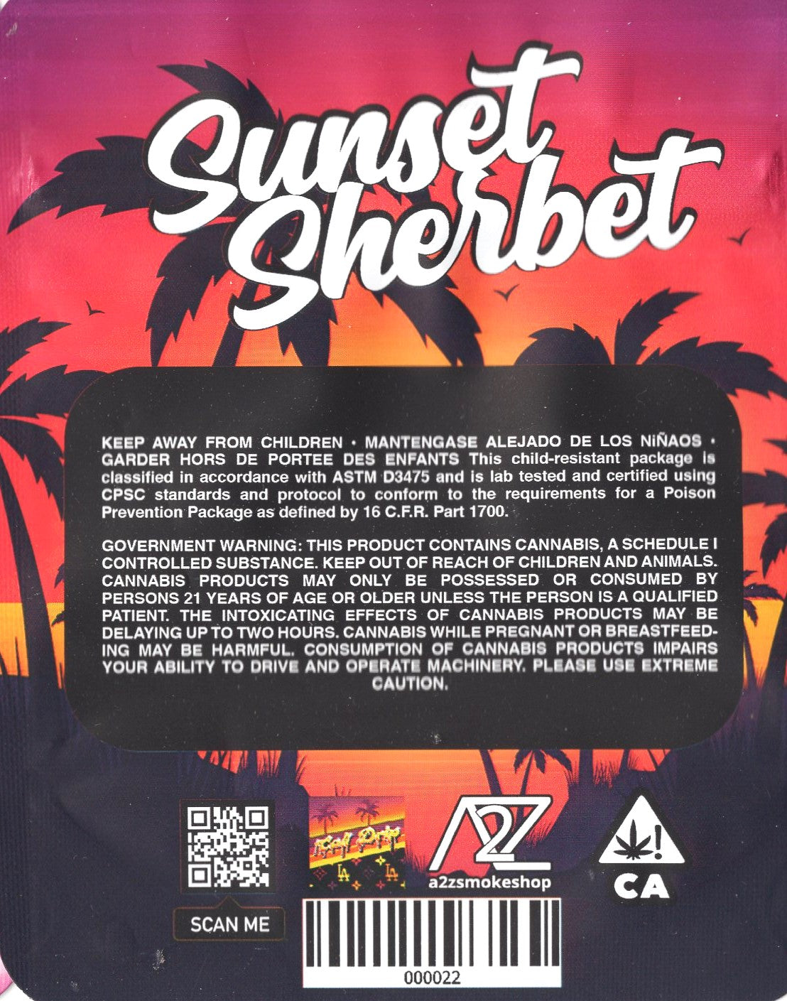 1/8 OZ - MYLAR BAGS (100 CT) - "SUNSET SHERBERT"