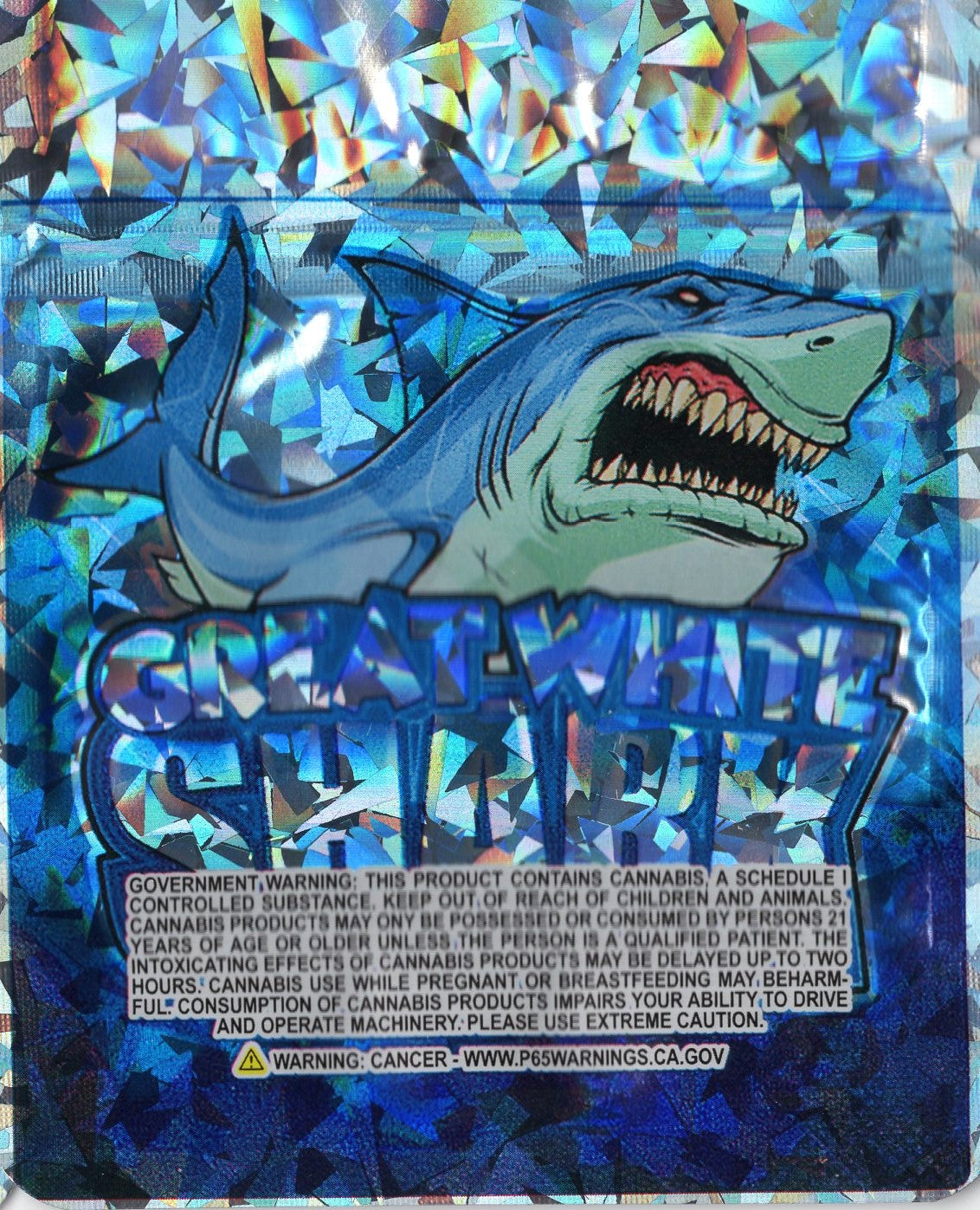 1/8 OZ - MYLAR BAGS (100 CT) - "GREAT WHITE SHARK"