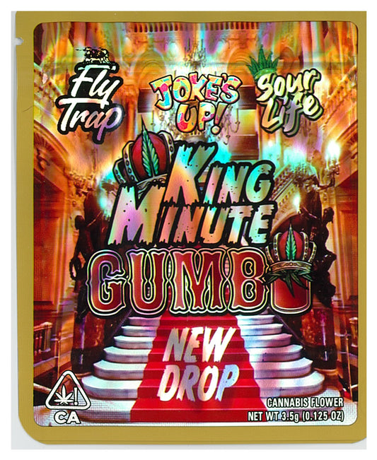 1/8 OZ -  MYLAR BAGS (50 CT) - "YELLOW KING MINUTE GUMBO NEW DROP"