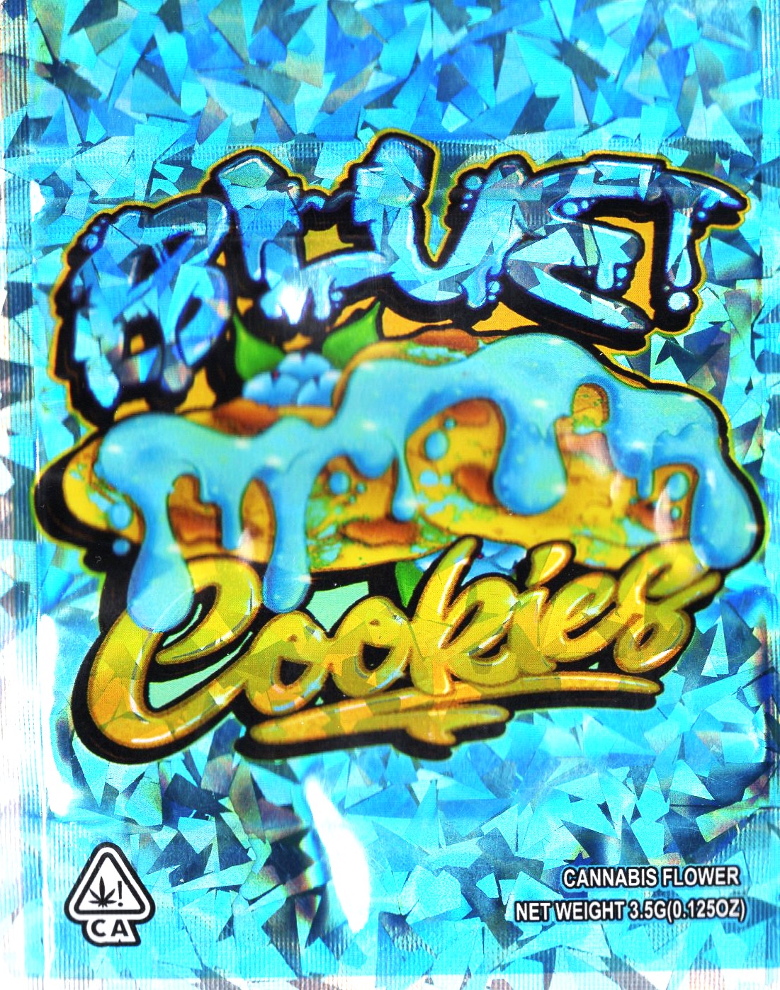 1/8 OZ -  MYLAR BAGS (50 CT) - "BLUE COOKIES FOIL PACK"